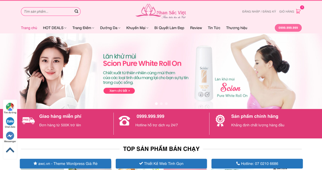 mẫu web bán hàng mỹ phẩm