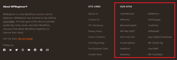 Blogroll displayed on WPBeginner Blogroll on WPBeginner website