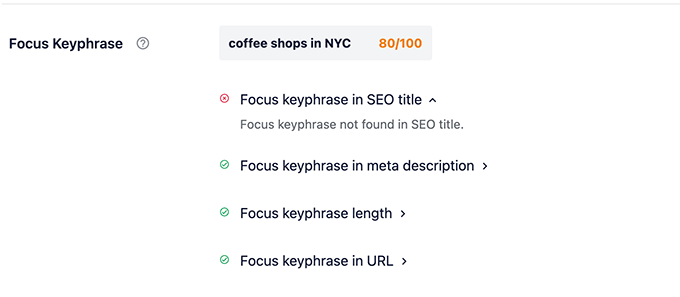 Focus keyphrase score Focus keyphrase score