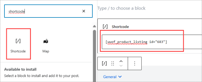 Paste shortcode