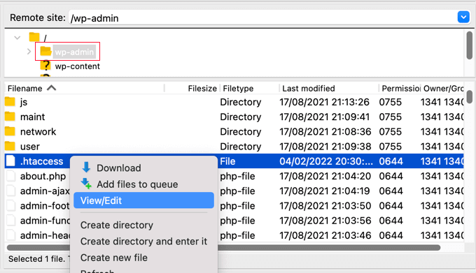 View of Edit the .htaccess File Using an FTP Client View of Edit the .htaccess File Using an FTP Client